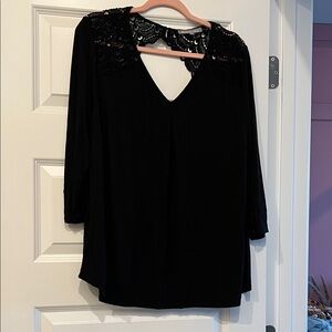 Daniel Rainn Black Lace Detail Blouse